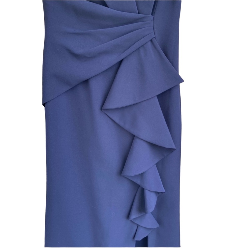 Eliza J Nordstrom Ruffle Front Gown Womens Size 6 Navy Blue Sleeveless - Picture 7 of 12